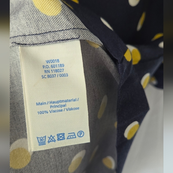 Boden Polka Dot Blue/Yellow Long Sleeve Button Shirt Dress Size 4 - Picture 5 of 6